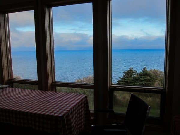 View from the kitchen, looking out at the ocean